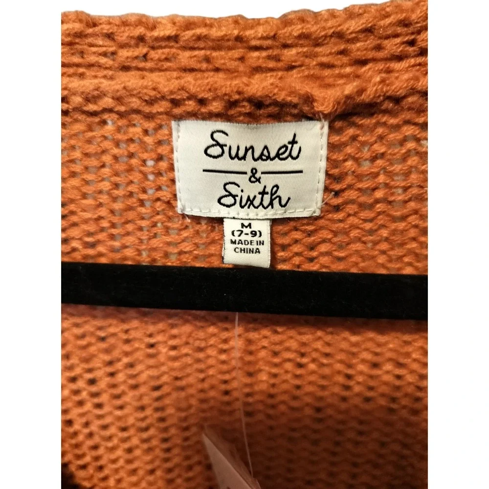 Sunset and‎ Sixth Orange Cable Knit Sweater Skirt Set Size Medium